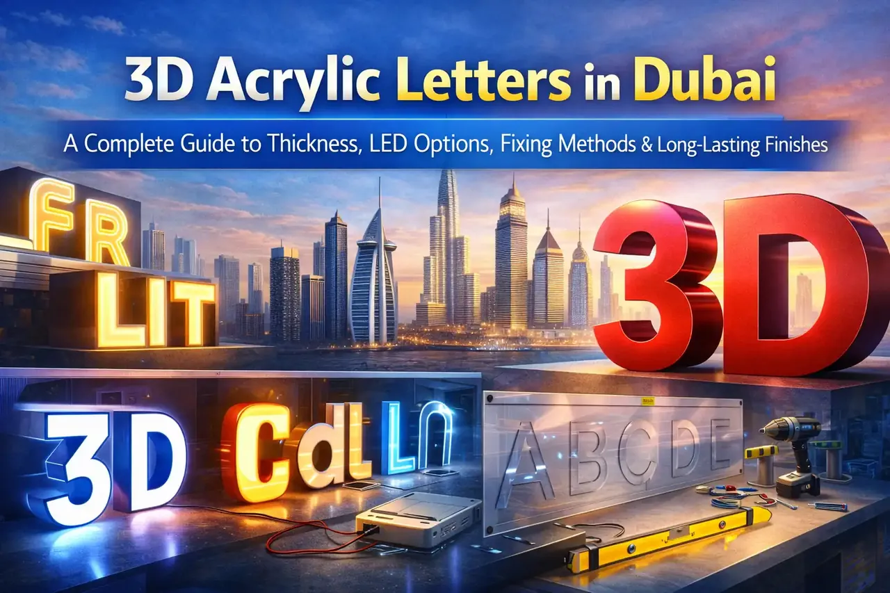 3D Acrylic Letters in Dubai: A Complete Guide to Thickness, LED Options, Fixing Methods & Long-Lasting Finishes