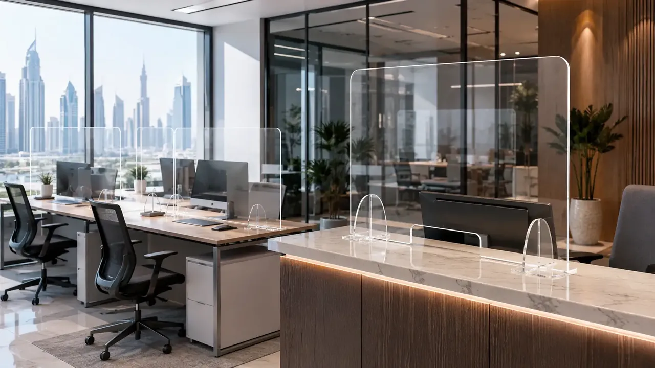 Acrylic Desk Partitions in Dubai: Privacy Screens, Sneeze Guards and Counter Shields for Offices, Clinics and Retail Counters