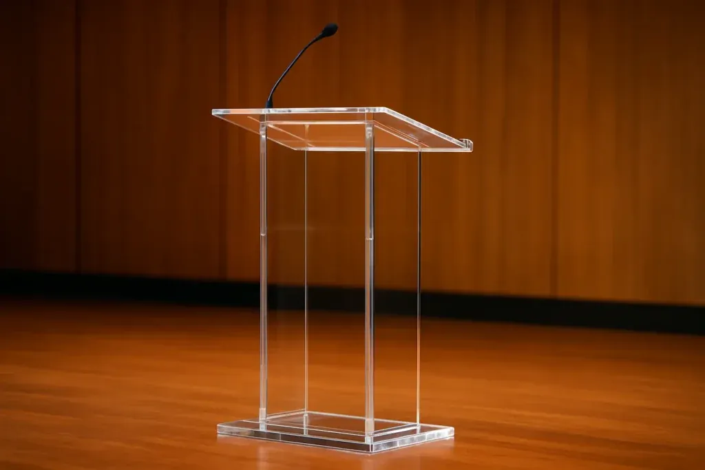How to Specify a Custom Acrylic Podium for Events and Corporate Spaces