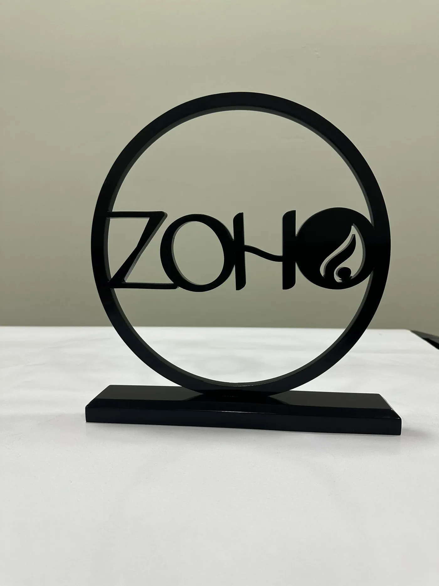 Custom circular acrylic logo display