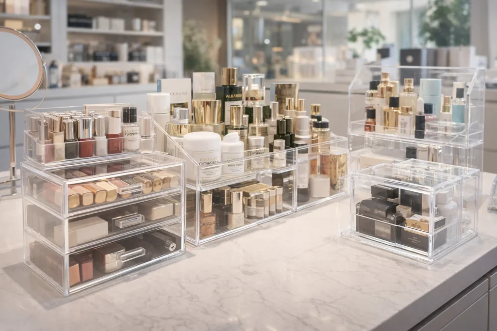 Custom Acrylic Cosmetic Boxes in Dubai - Premium Storage Display Solutions for Beauty Brands