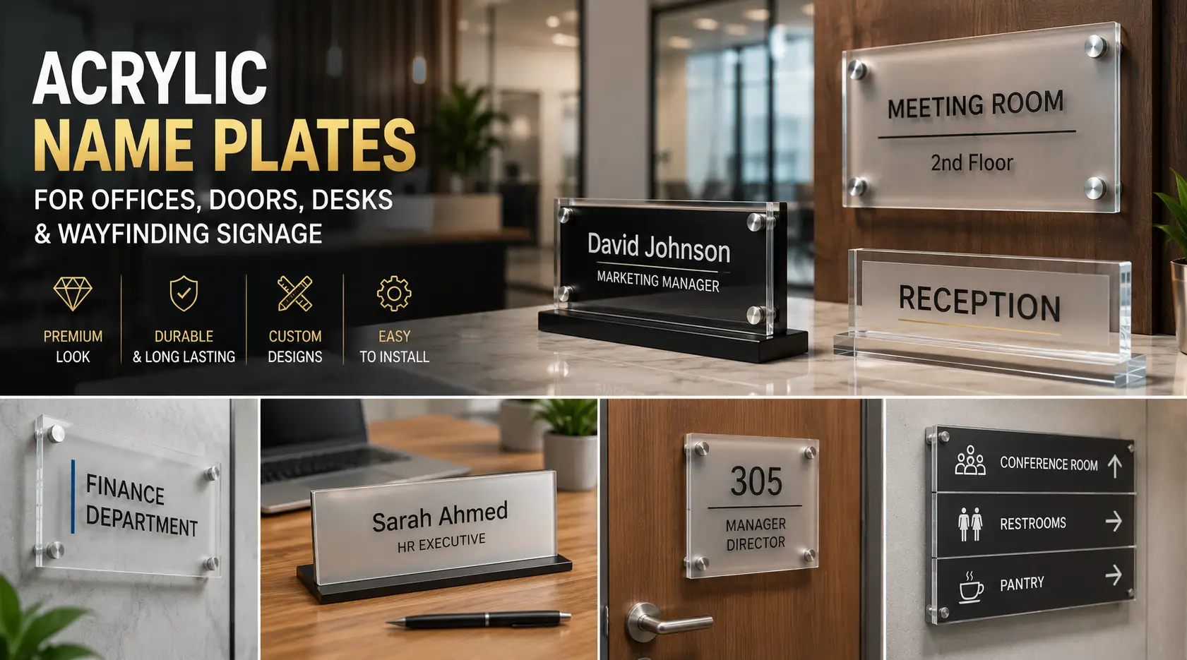 Acrylic Name Plates in Dubai: A Practical Guide for Office Doors, Desks, Reception Areas and Wayfinding
